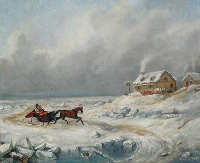 Cornelius Krieghoff Ice Road, Near Quebec Norge oil painting art